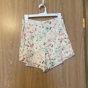 Abercrombie & Fitch Floral High Waist Shorts - Pink and Blue